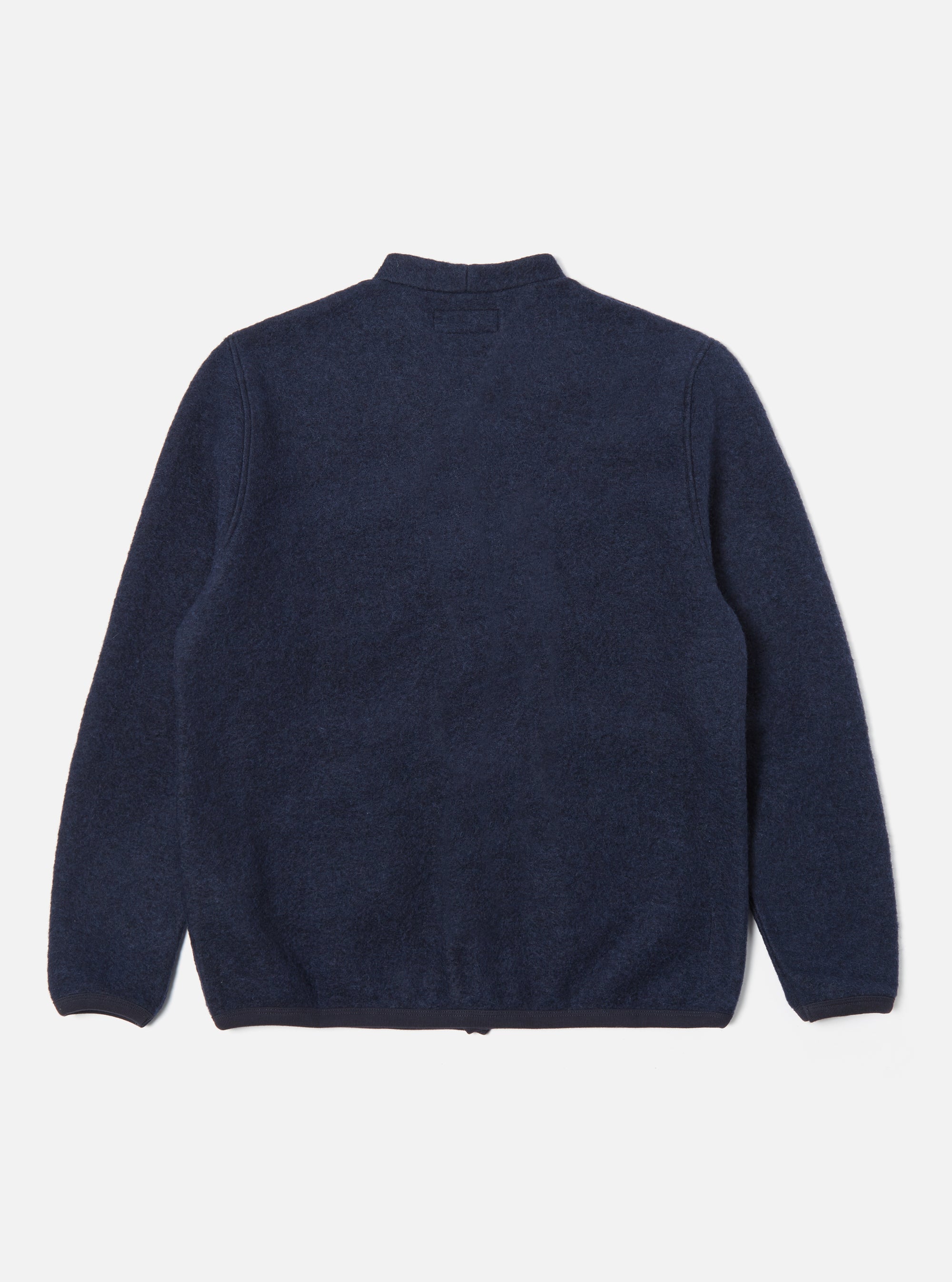 Universal Works Cardigan in Navy Wool Fleece