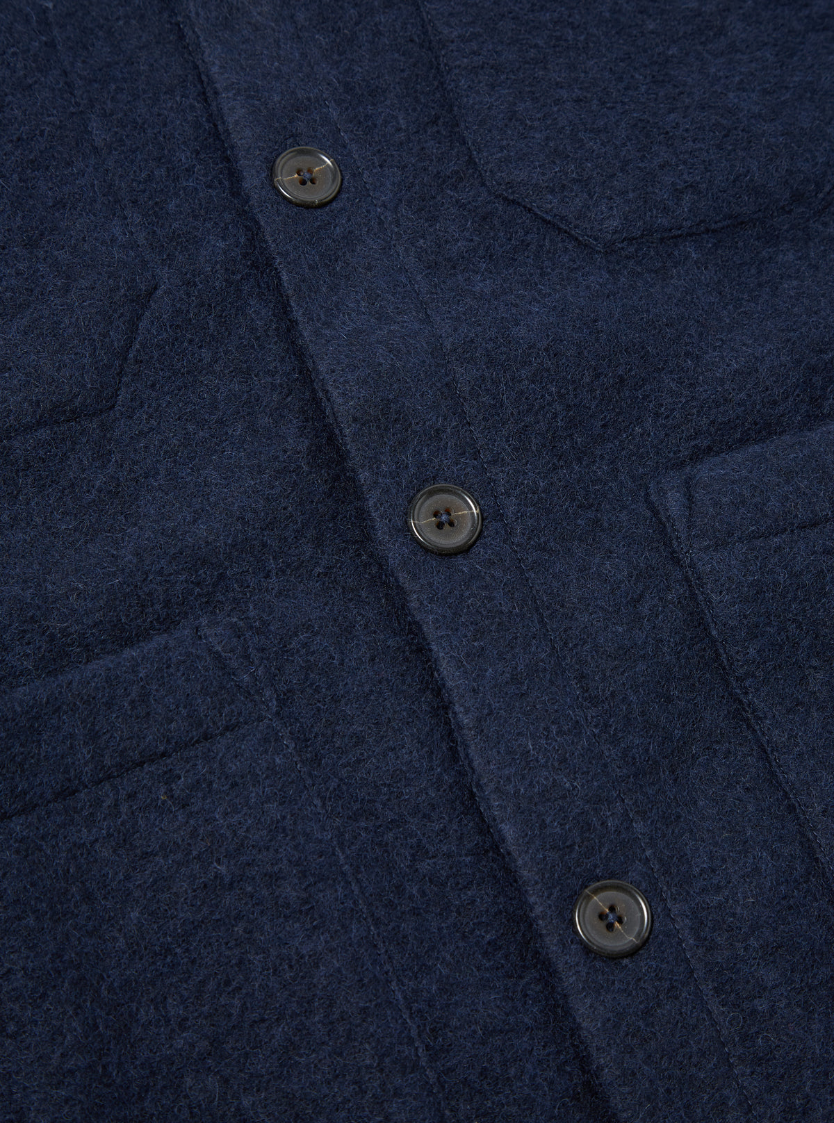 Universal Works Cardigan in Navy Wool Fleece