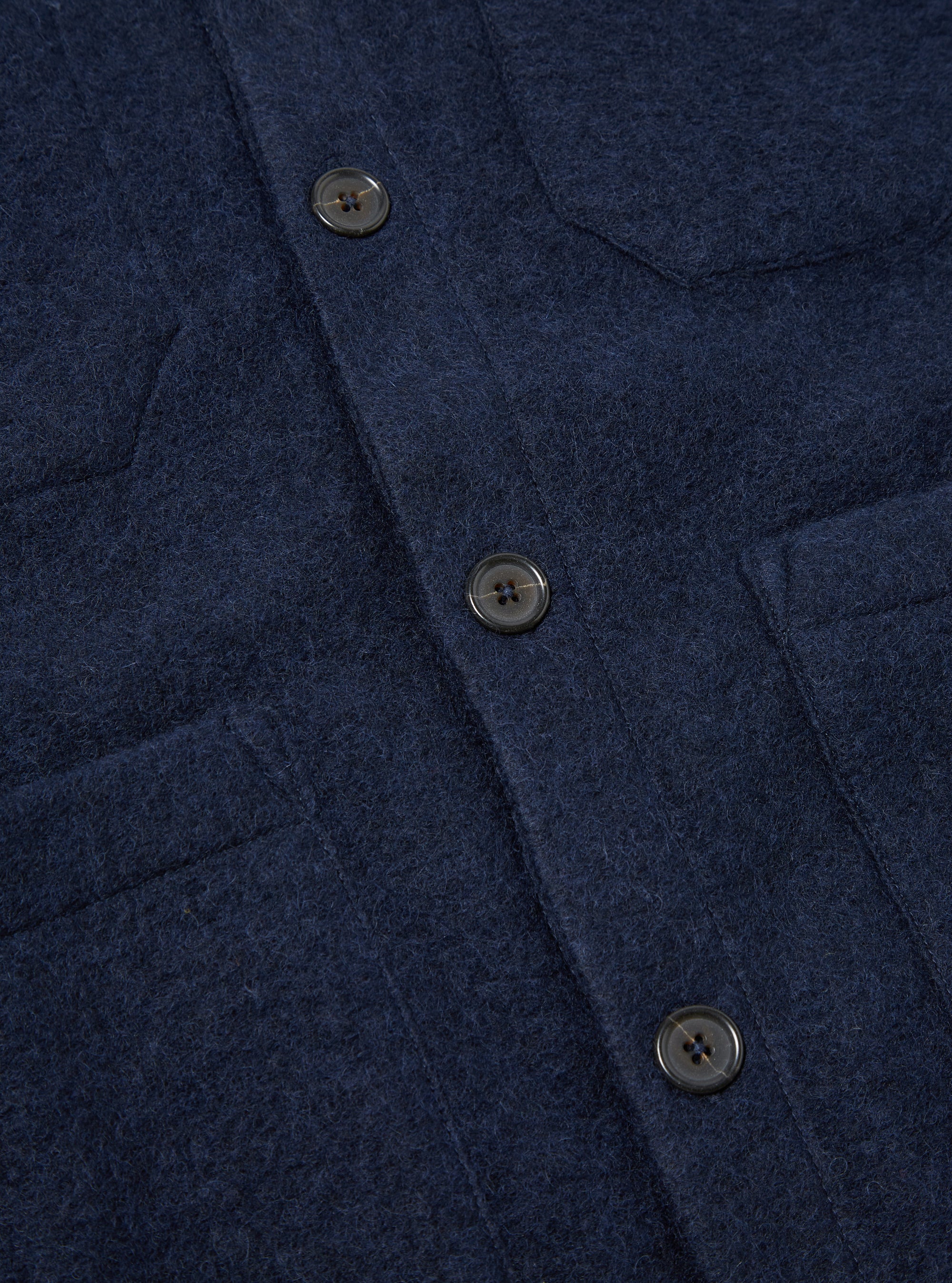 Universal Works Cardigan in Navy Wool Fleece