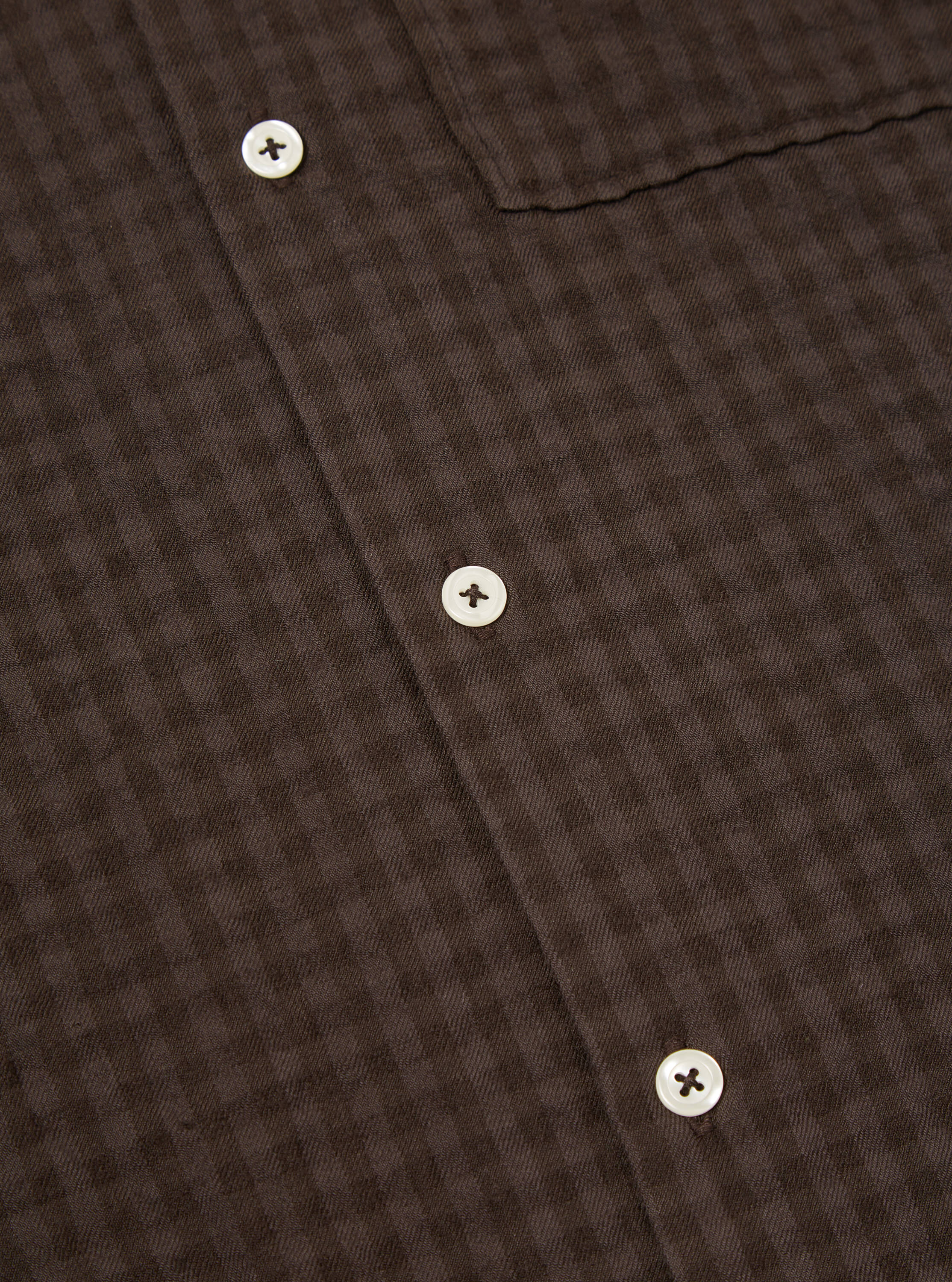Universal Works L/S Camp Shirt in Brown Gingham Seersucker