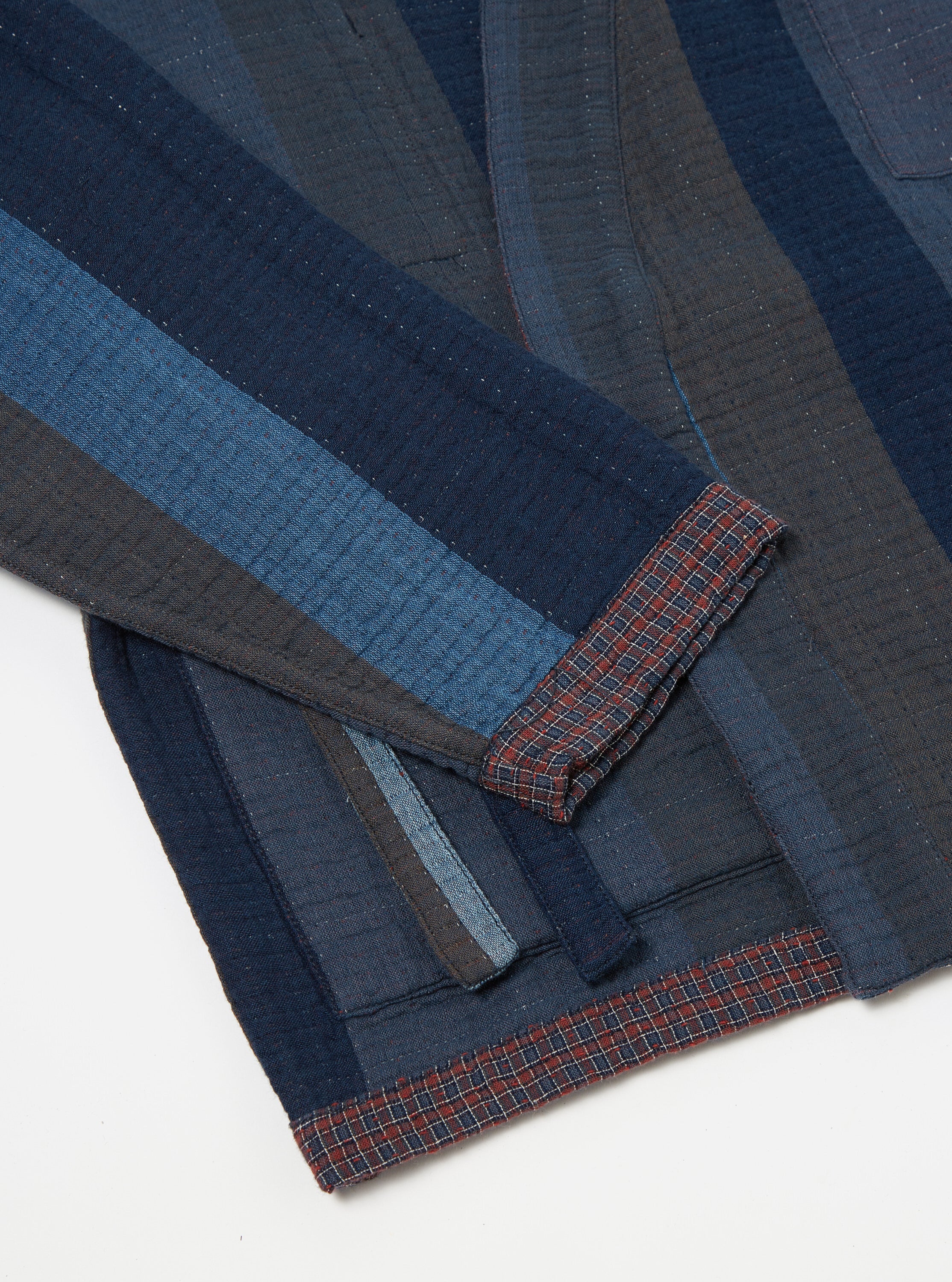 Universal Works Reversible Kyoto Work Jacket in Navy Kantha Check