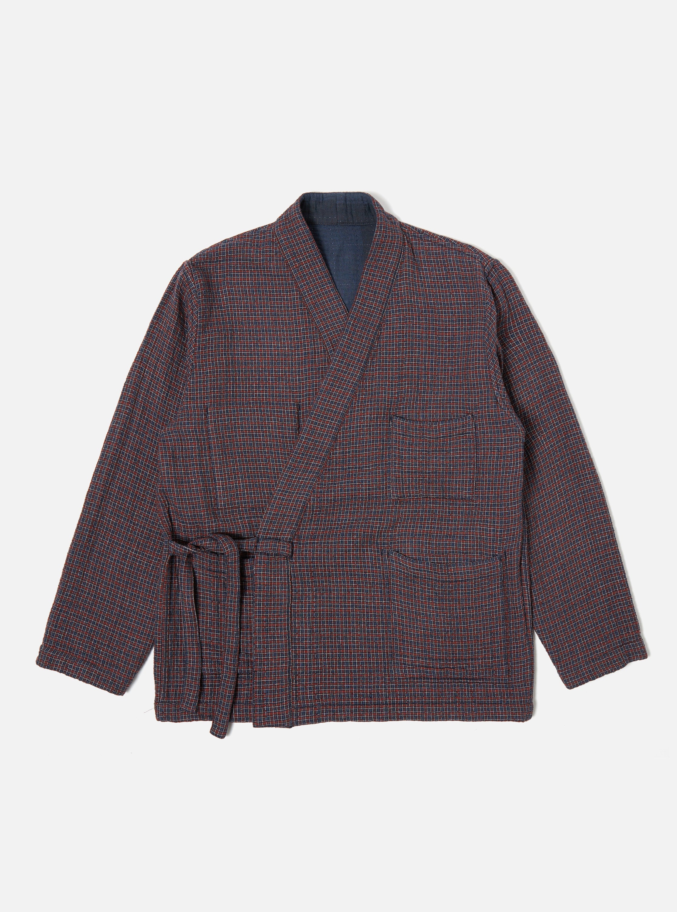 Universal Works Reversible Kyoto Work Jacket in Navy Kantha Check