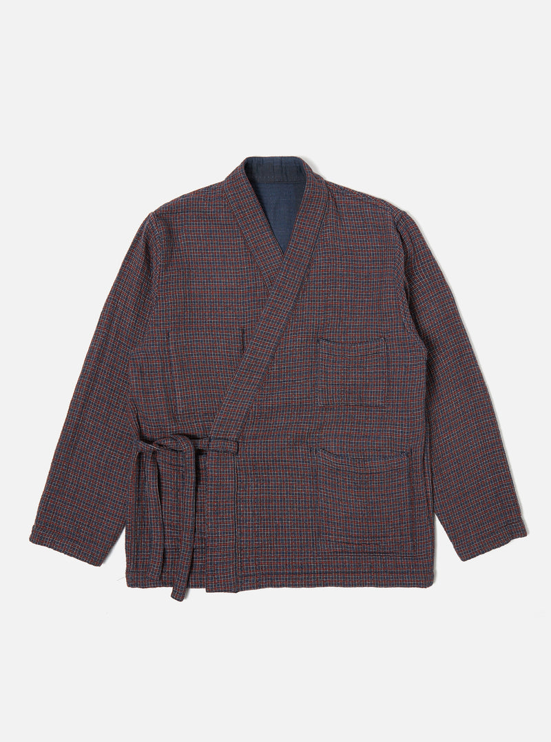 Universal Works Reversible Kyoto Work Jacket in Navy Kantha Check