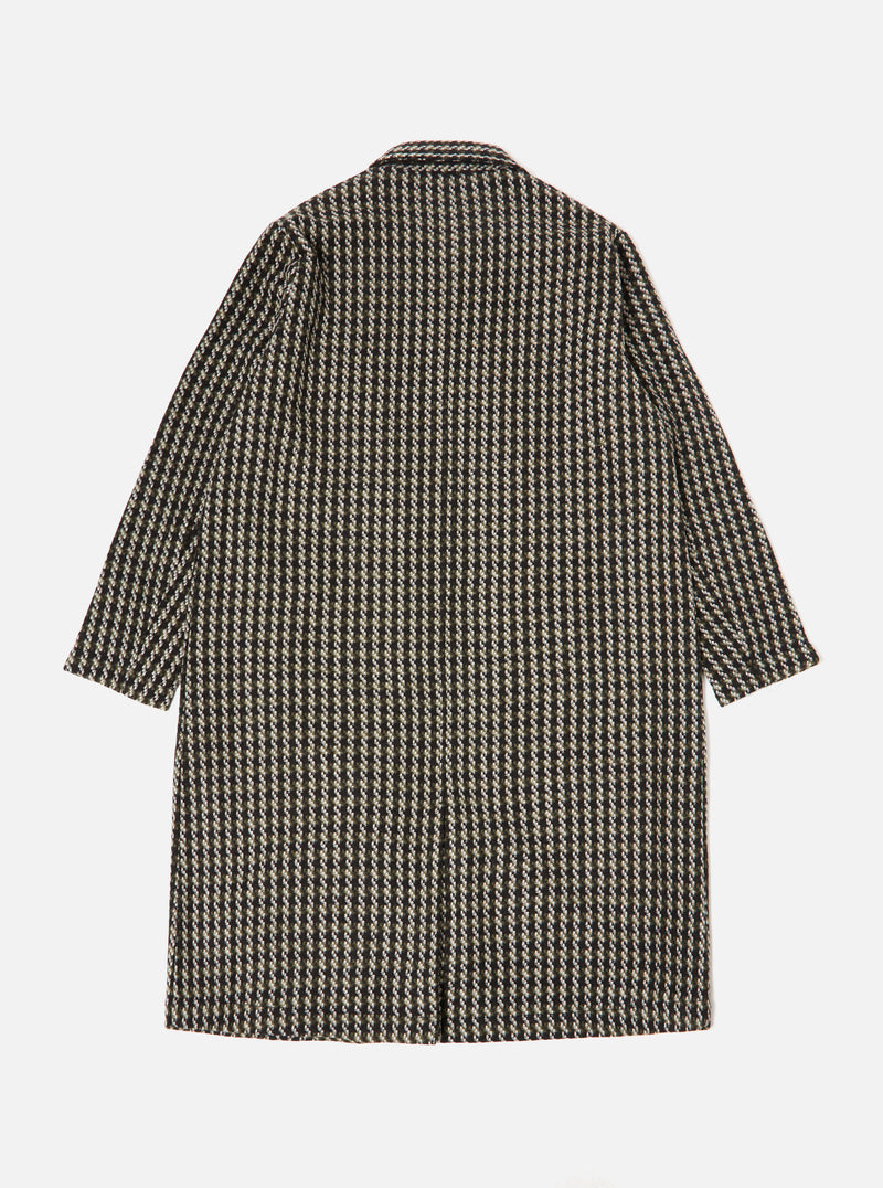 Universal Works Long Swing Overcoat in Olive Cortina Tweed