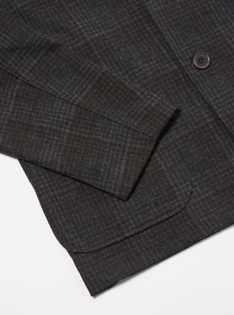 Universal Works Three Button Jacket in Charcoal Reuse Wool Mix