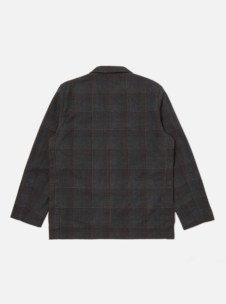 Universal Works Three Button Jacket in Charcoal Reuse Wool Mix