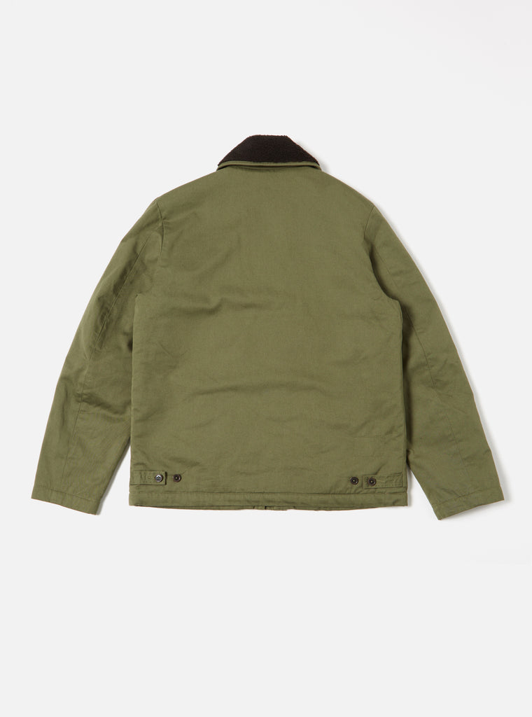 Universal Works Reversible N1 Jacket In Light Olive Twill/Sherpa
