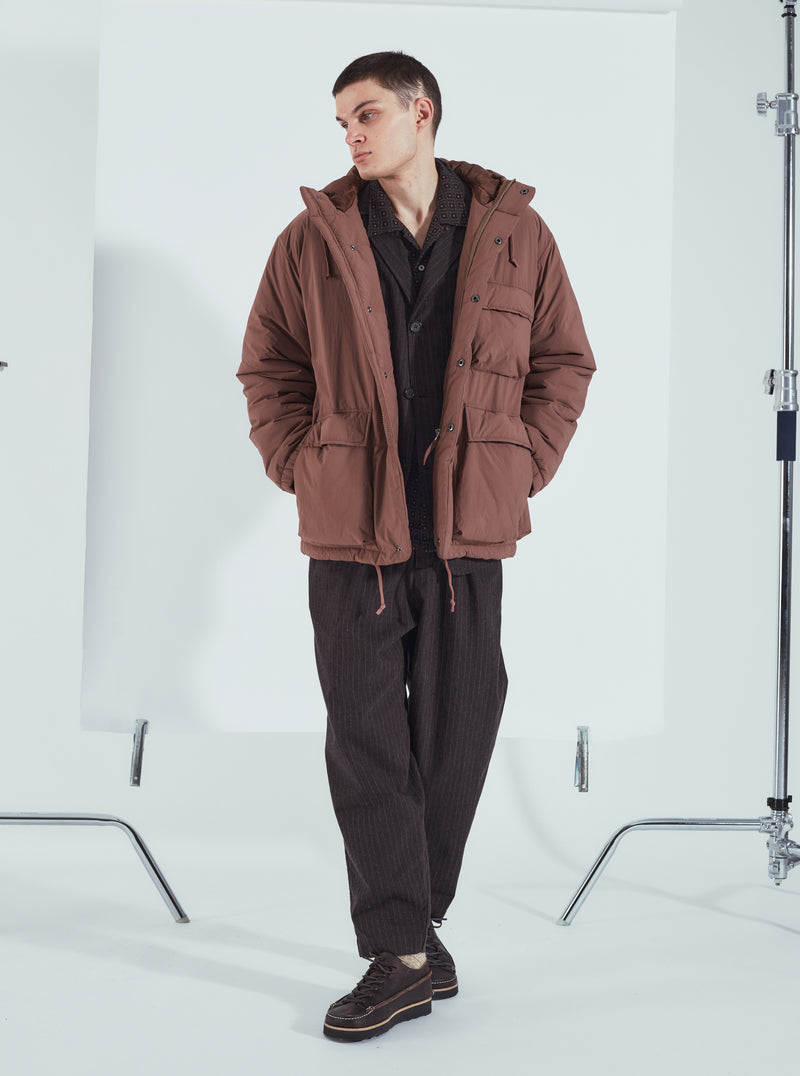 Universal Works Padded Stayout Jacket in Brown Recycled Nylon