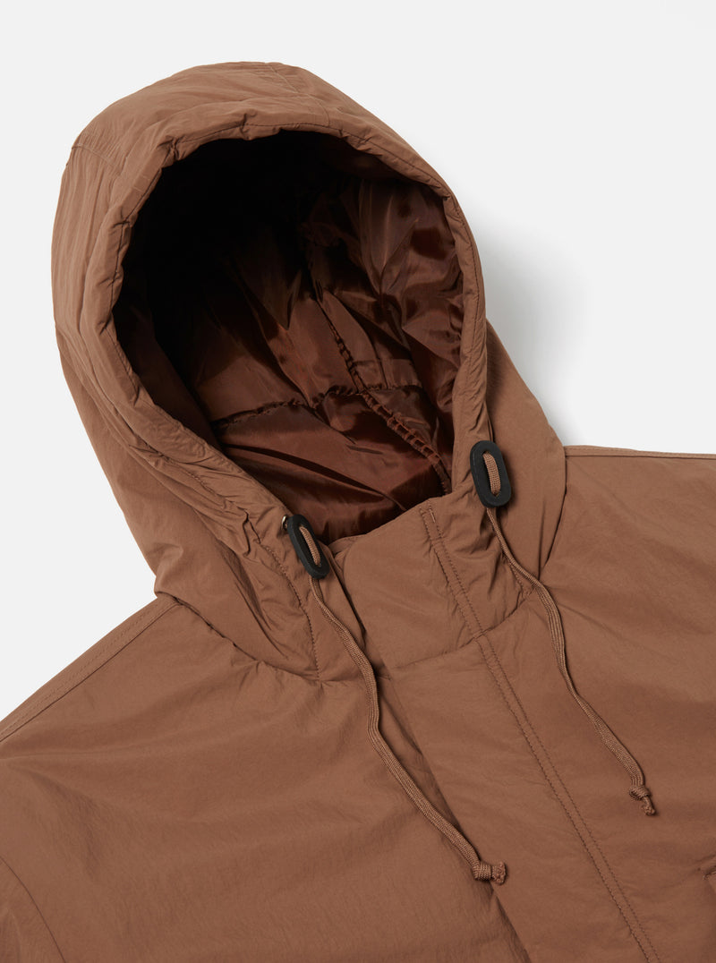Universal Works Padded Stayout Jacket in Brown Recycled Nylon
