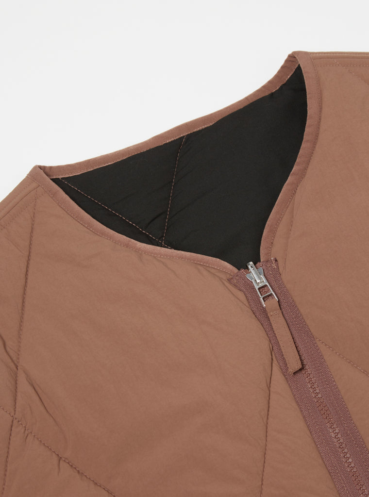 Universal Works Reversible Military Liner Jacket in Brown/Black Diamond Quilt Recycled Nylon