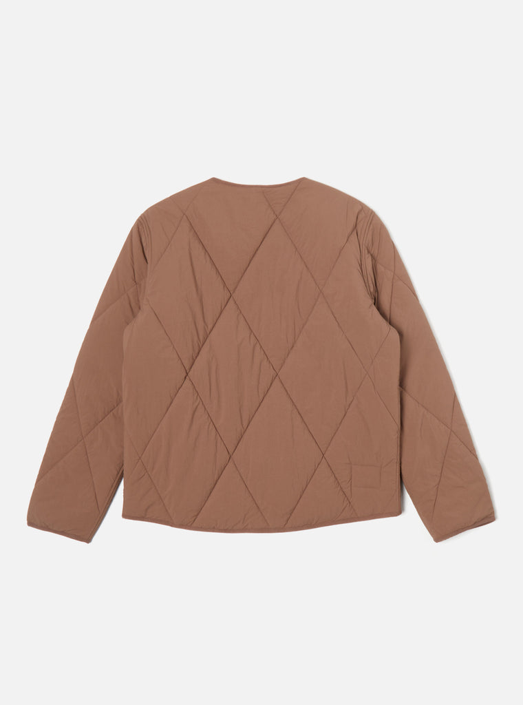 Universal Works Reversible Military Liner Jacket in Brown/Black Diamond Quilt Recycled Nylon