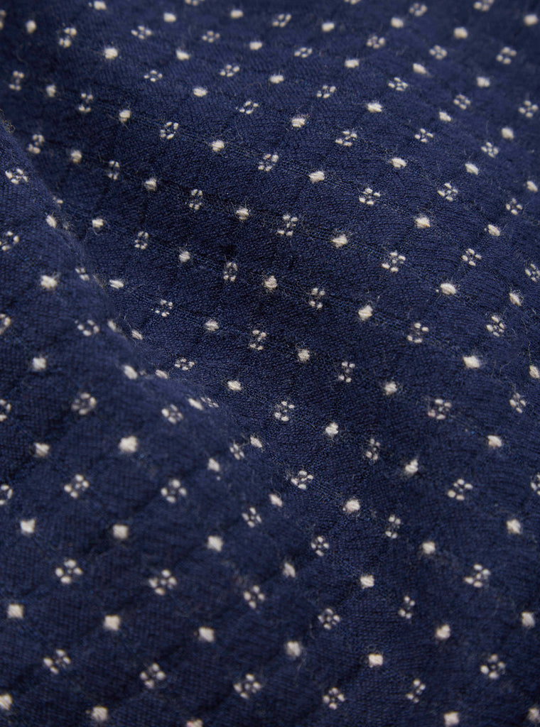 Universal Works Three Button Jacket in Indigo Shingora Dot