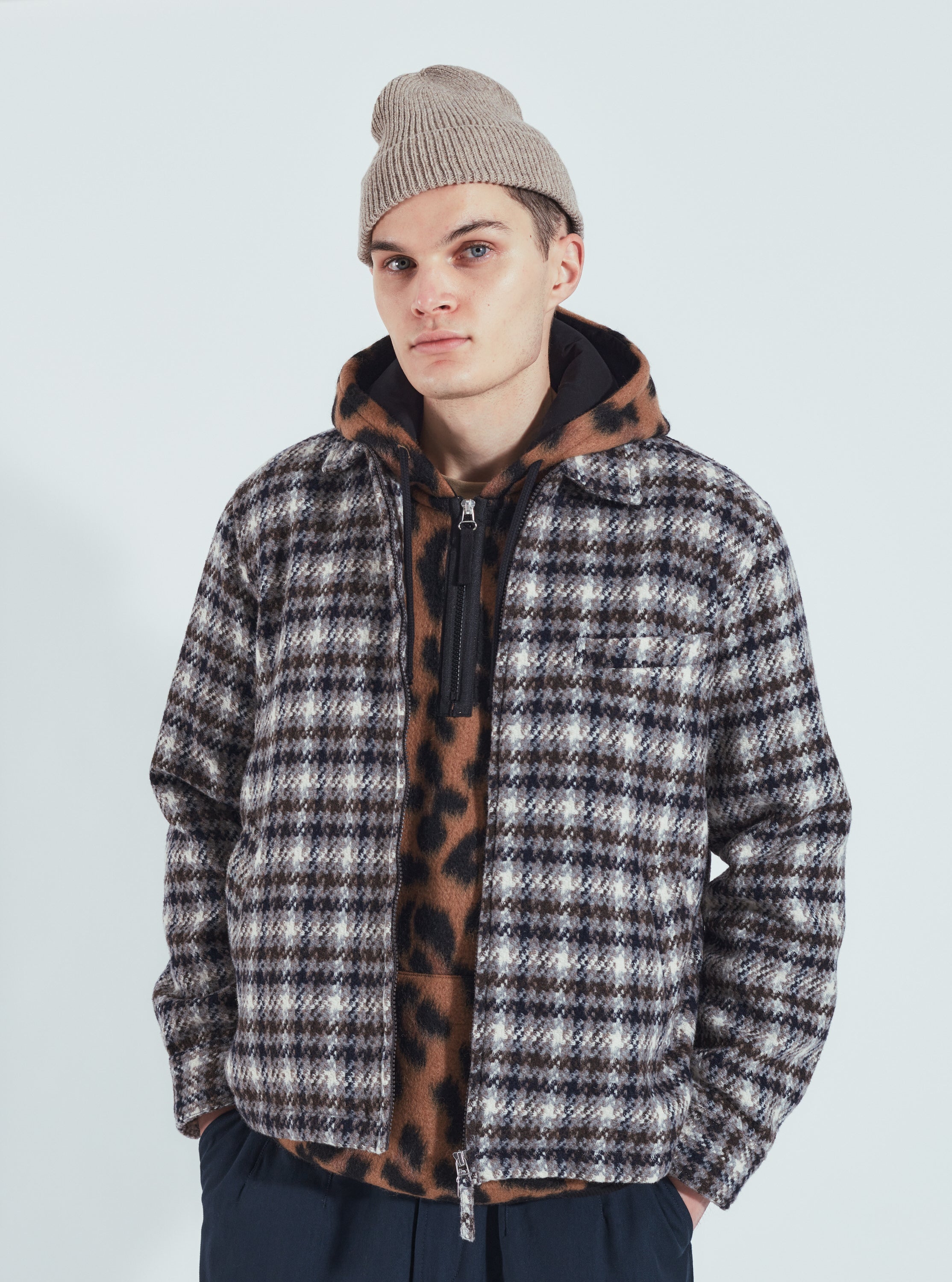 Universal Works Windcheater II in Grey Cortina Tweed