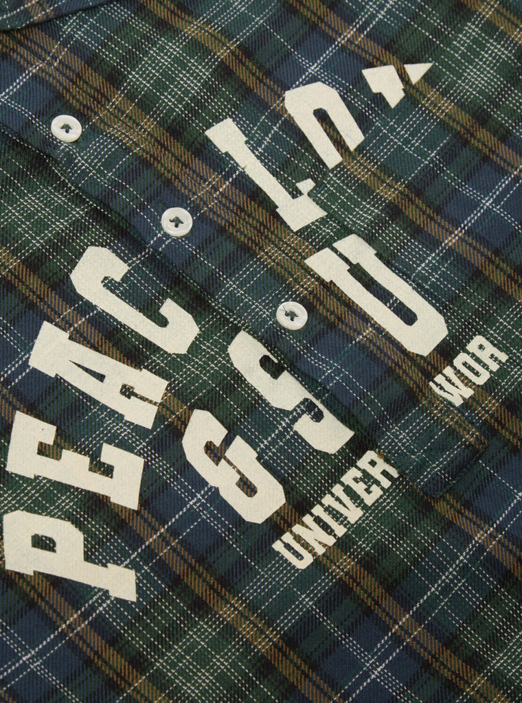 Universal Works Pullover L/S Shirt in Green Ikat Twill Check
