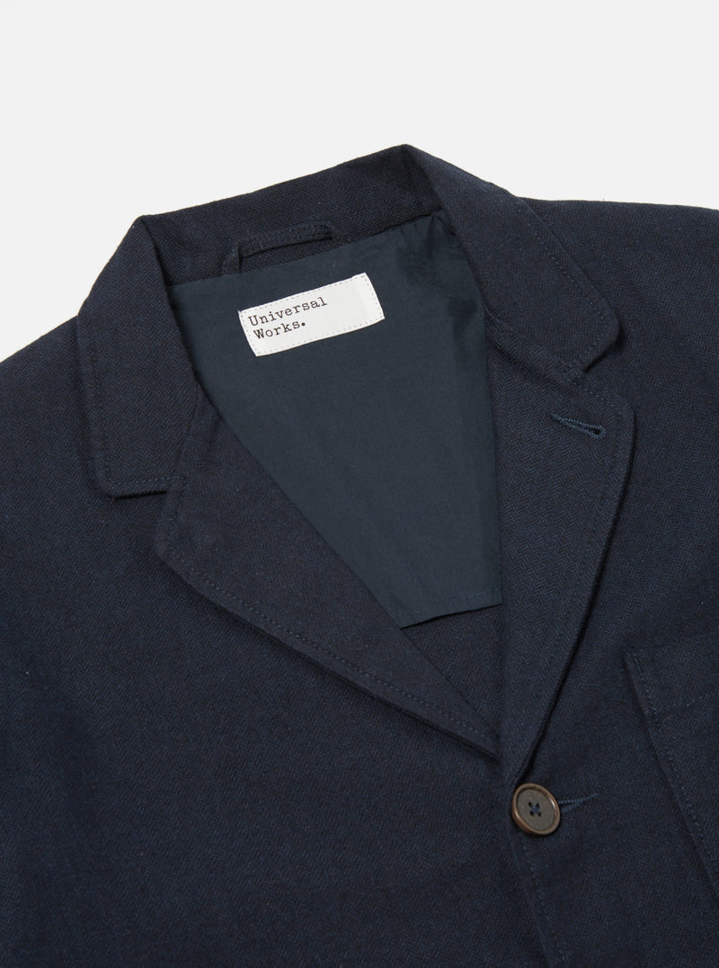 Universal Works Three Button Jacket in Navy Veta Upcycled Cotton