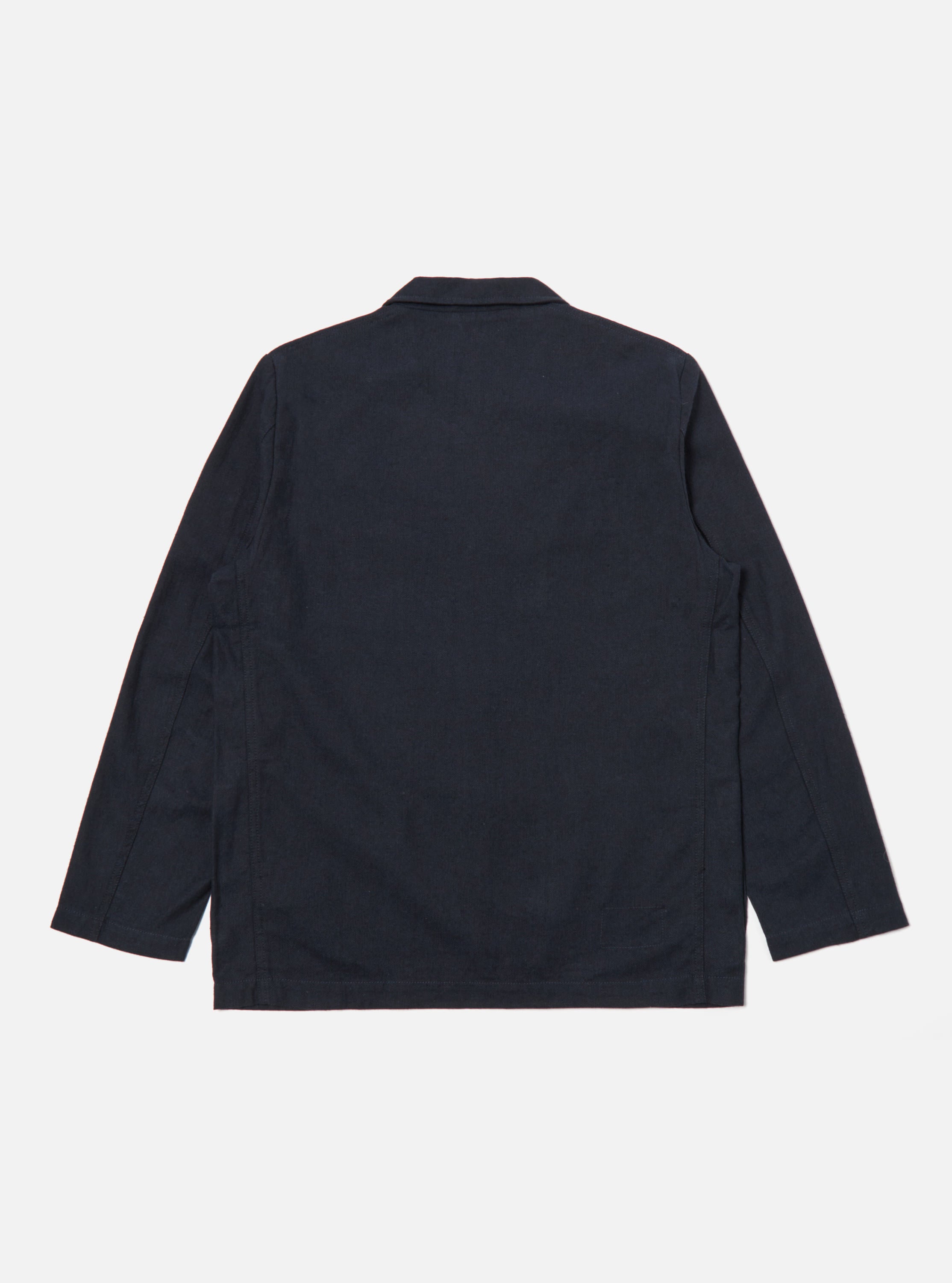Universal Works Three Button Jacket in Navy Veta Upcycled Cotton
