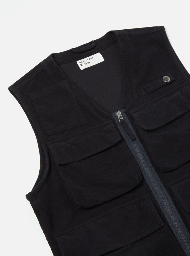 Universal Works Photographers Gilet in Dark Navy Lightweight Moleskin