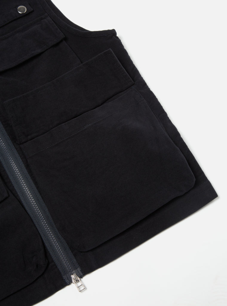 Universal Works Photographers Gilet in Dark Navy Lightweight Moleskin