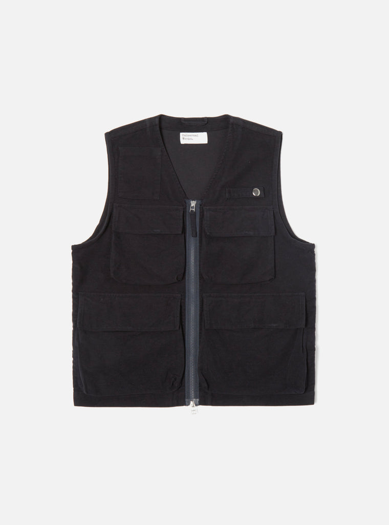 Universal Works Photographers Gilet in Dark Navy Lightweight Moleskin
