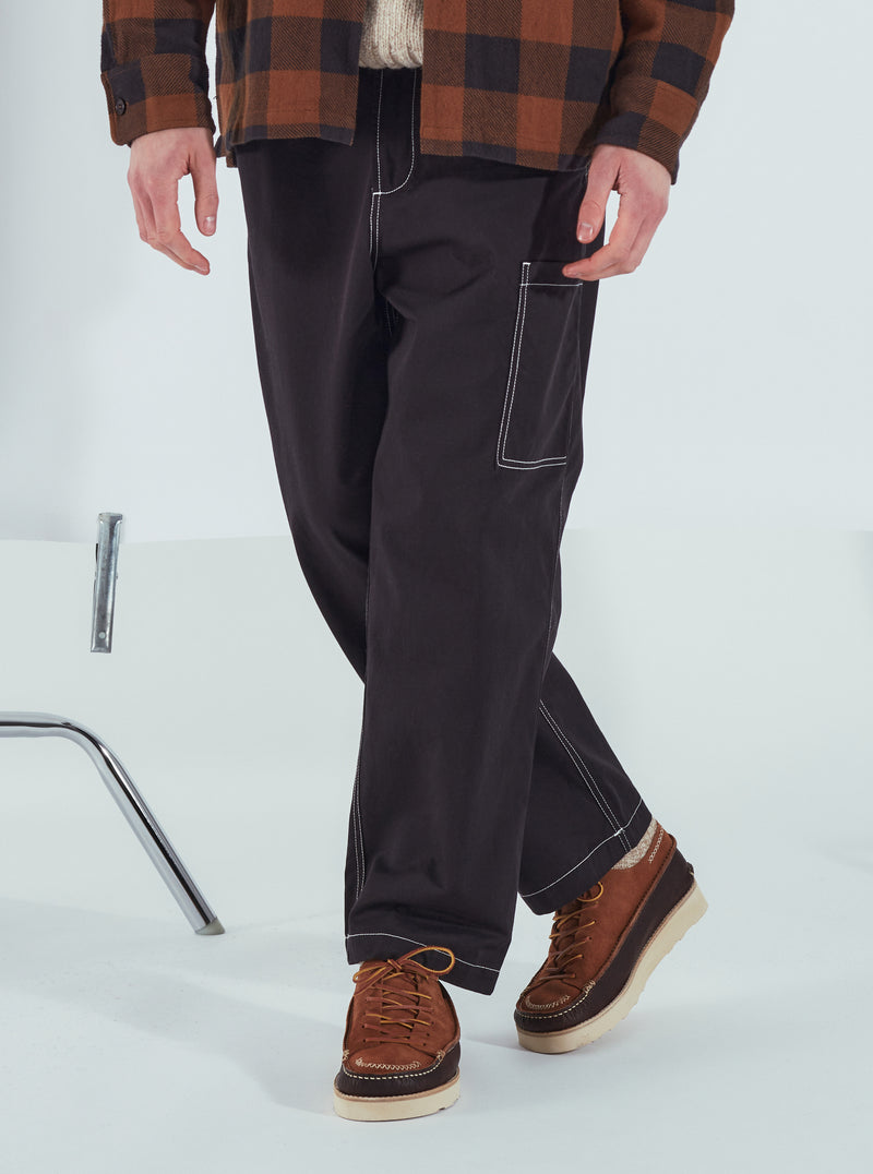Universal Works Coverall Pant in Black Twill