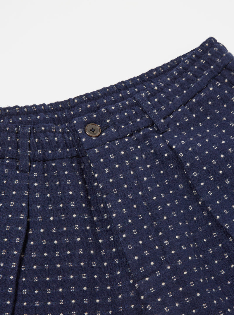 Universal Works Pleated Track Pant in Indigo Shingora Dot