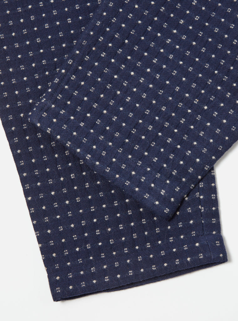 Universal Works Pleated Track Pant in Indigo Shingora Dot