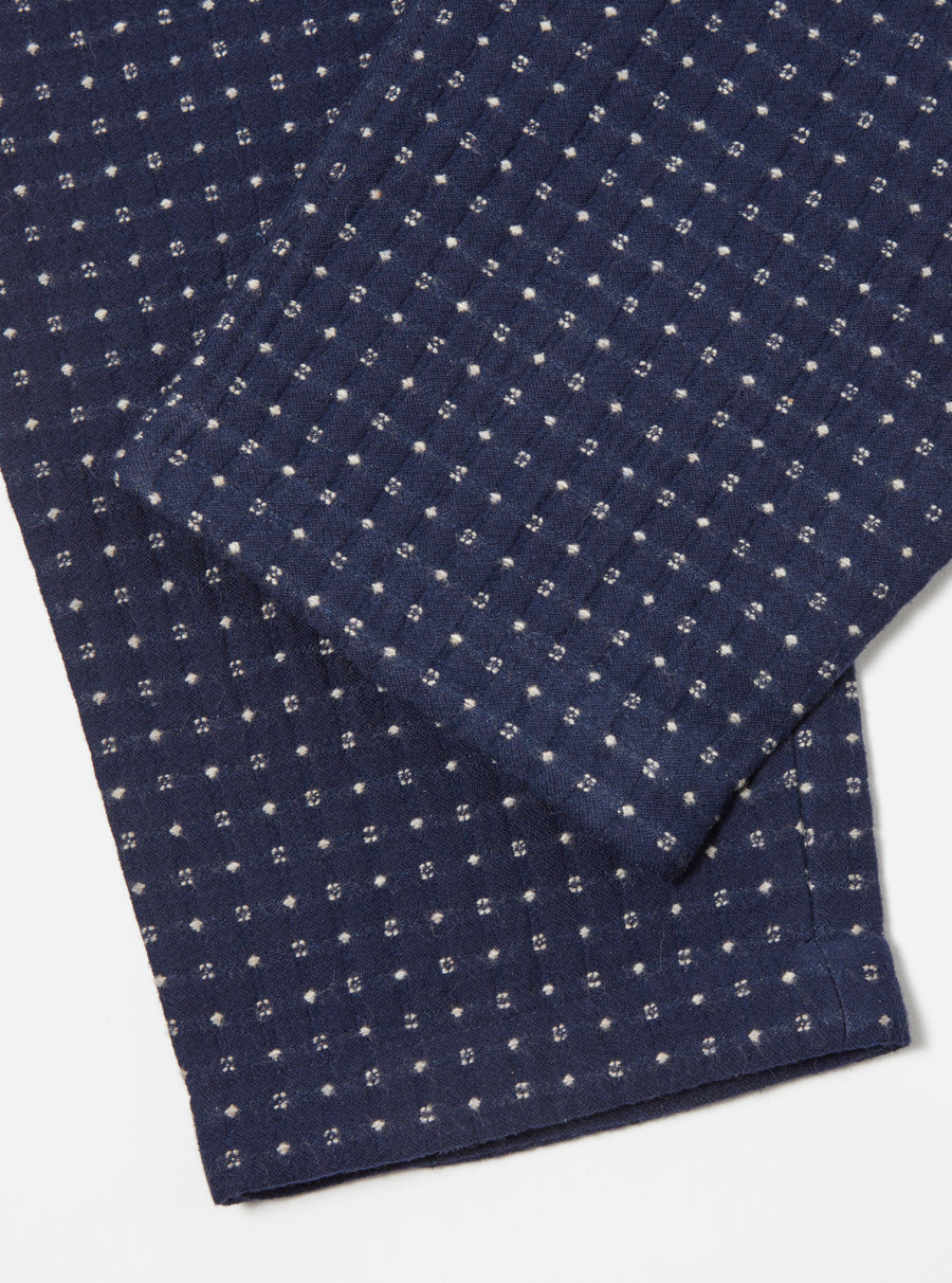Universal Works Pleated Track Pant in Indigo Shingora Dot