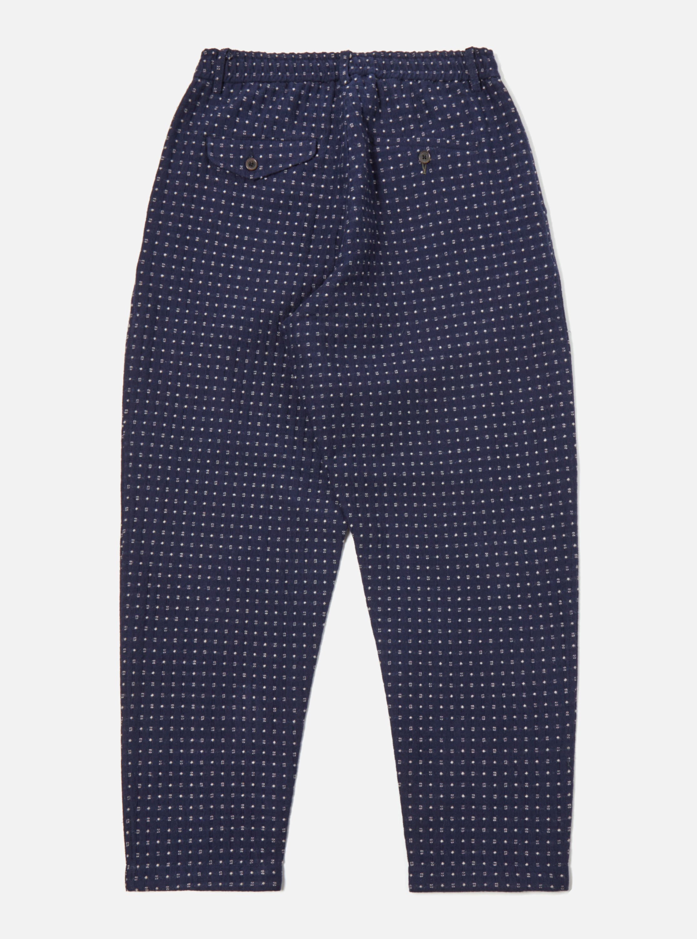 Universal Works Pleated Track Pant in Indigo Shingora Dot