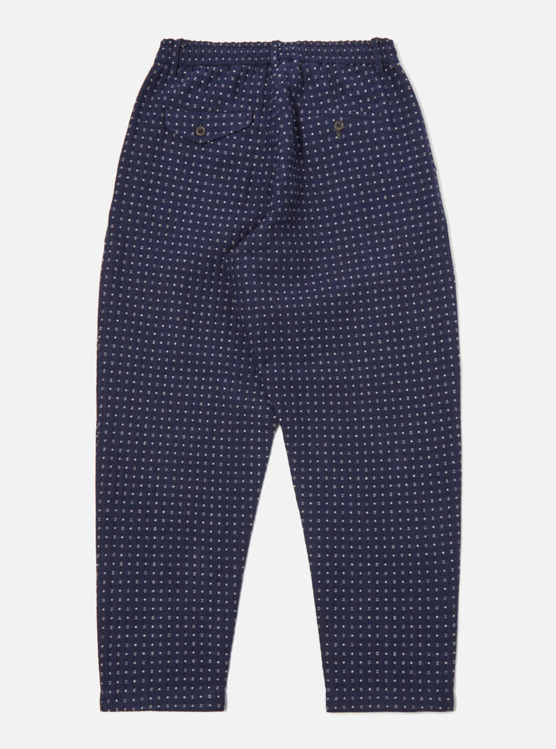 Universal Works Pleated Track Pant in Indigo Shingora Dot