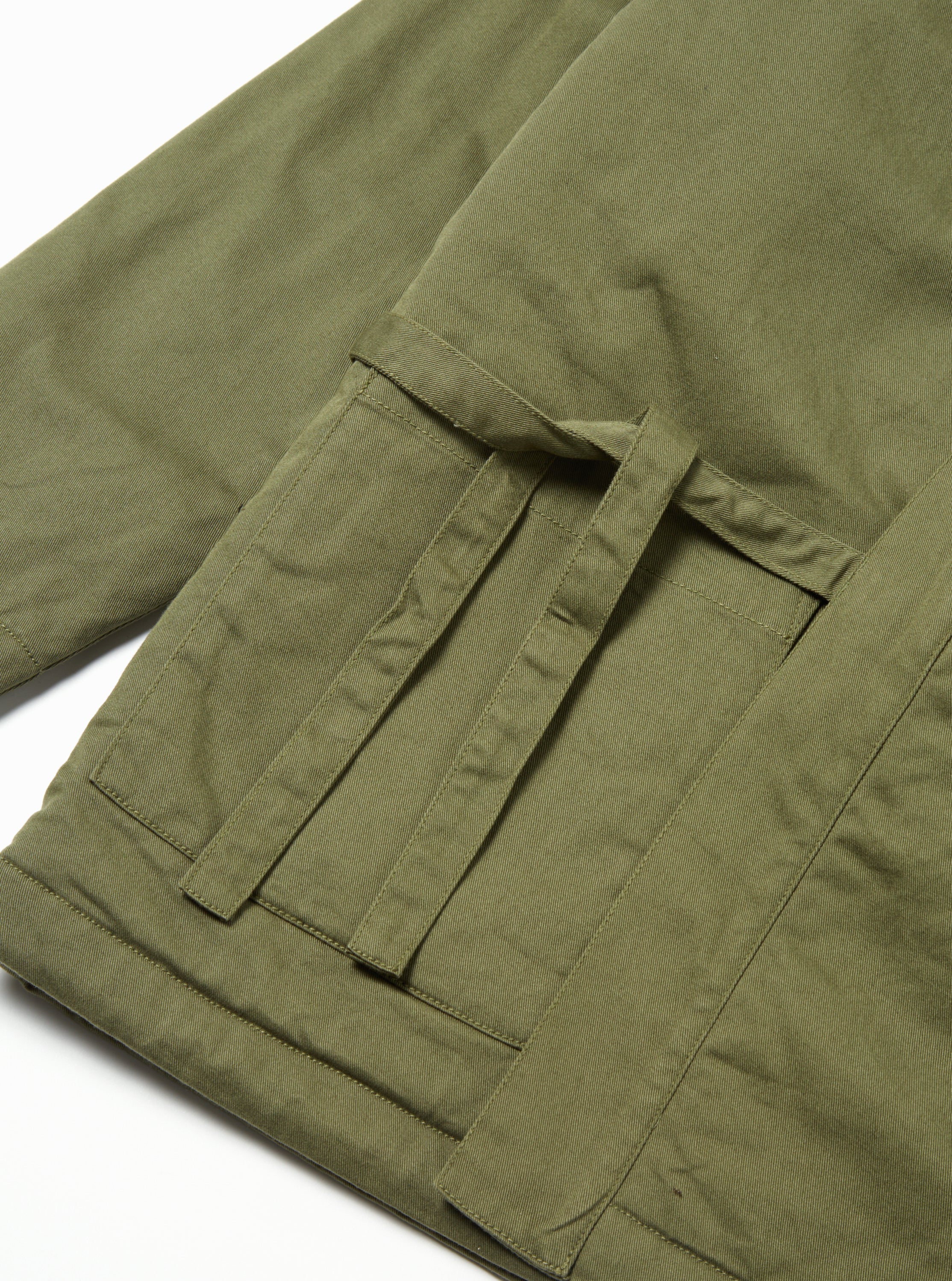 Universal Works Reversible Kyoto Work Jacket in Light Olive Twill/Sherpa