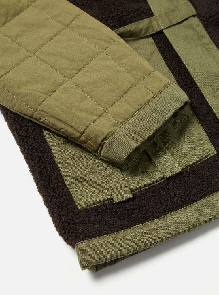 Universal Works Reversible Kyoto Work Jacket in Light Olive Twill/Sherpa