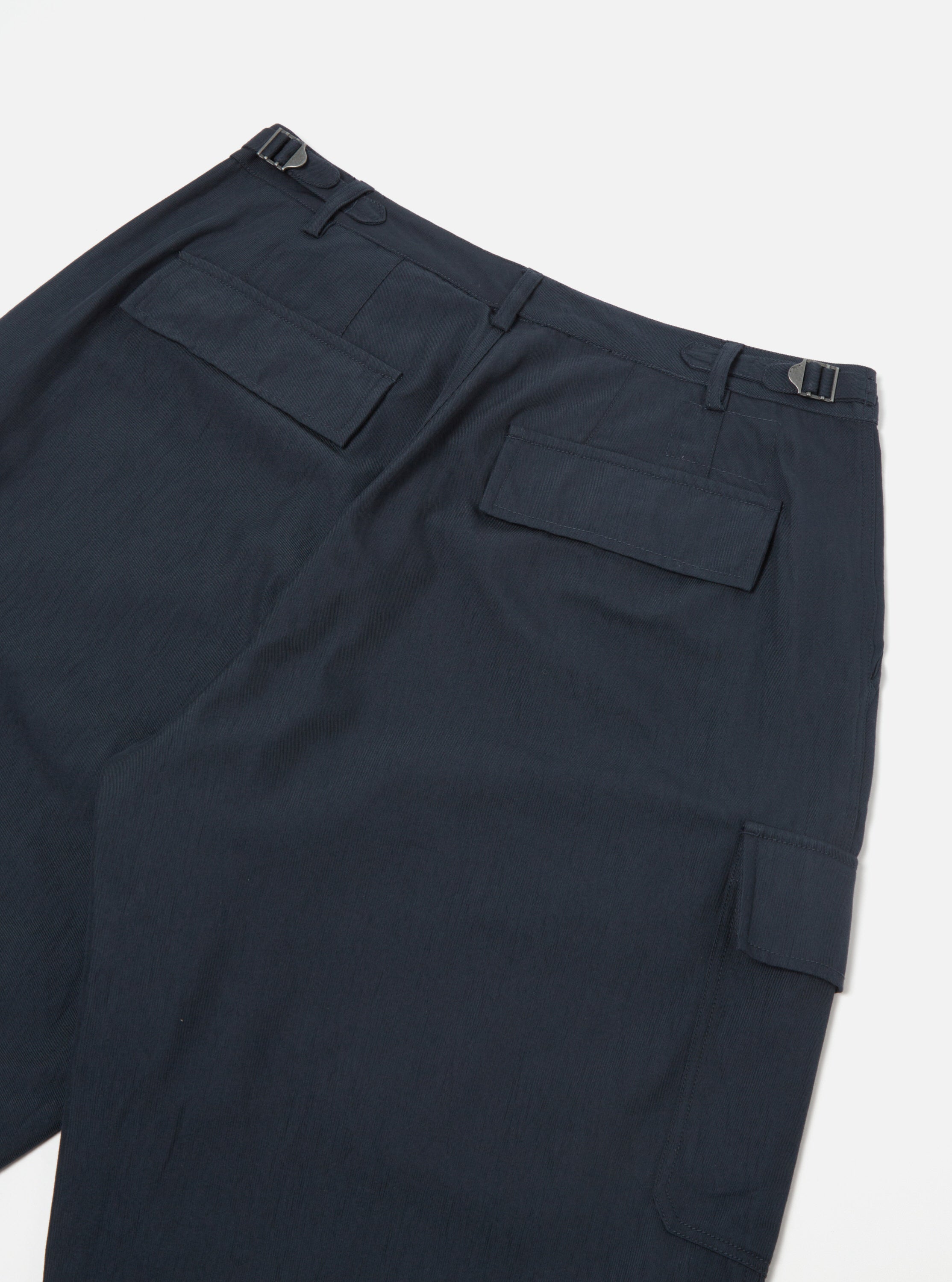 Universal Works Loose Cargo Pant in Navy Cotton/Nylon Serge