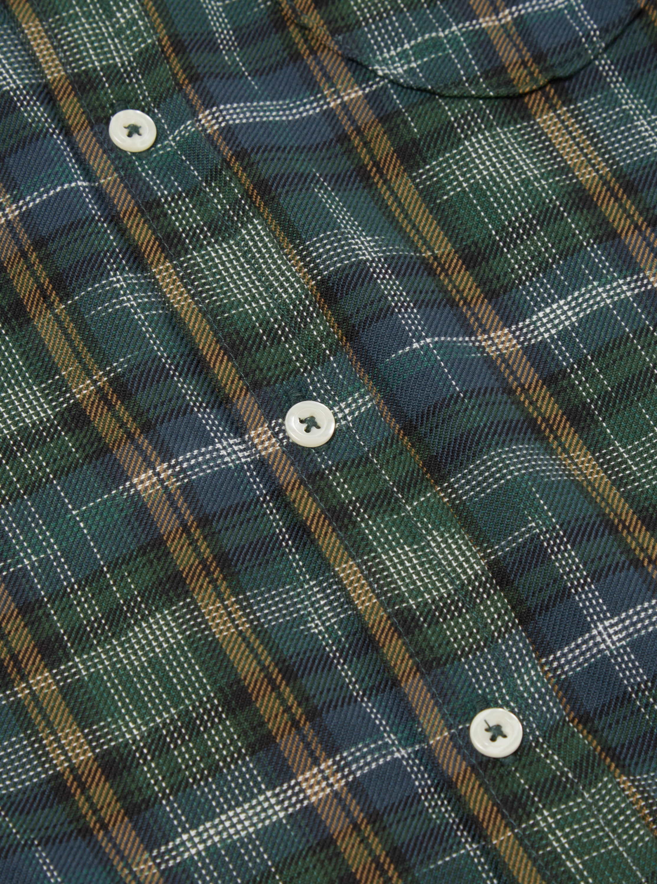 Universal Works Daybrook Shirt in Green Ikat Twill Check