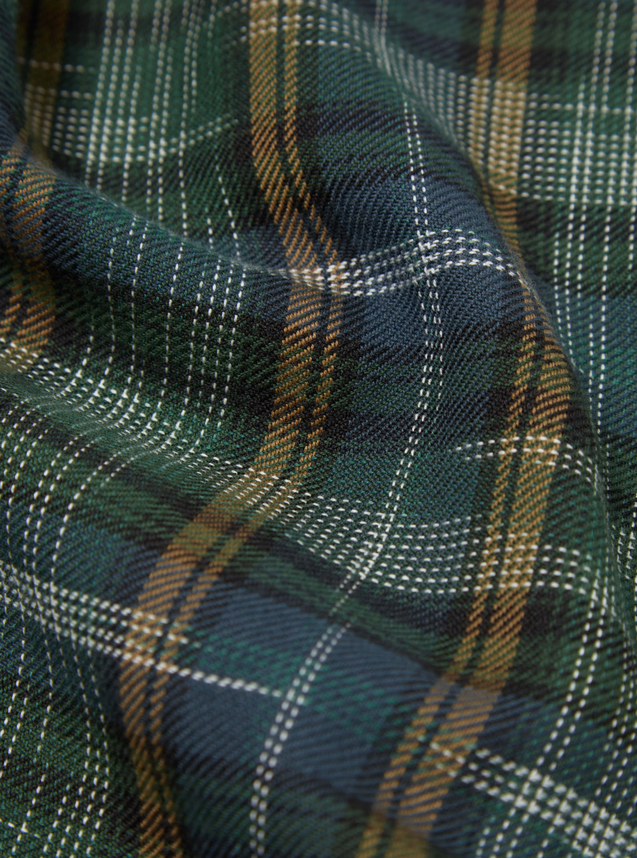 Universal Works Daybrook Shirt in Green Ikat Twill Check