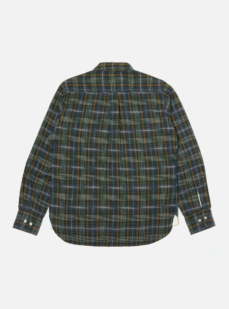 Universal Works Daybrook Shirt in Green Ikat Twill Check