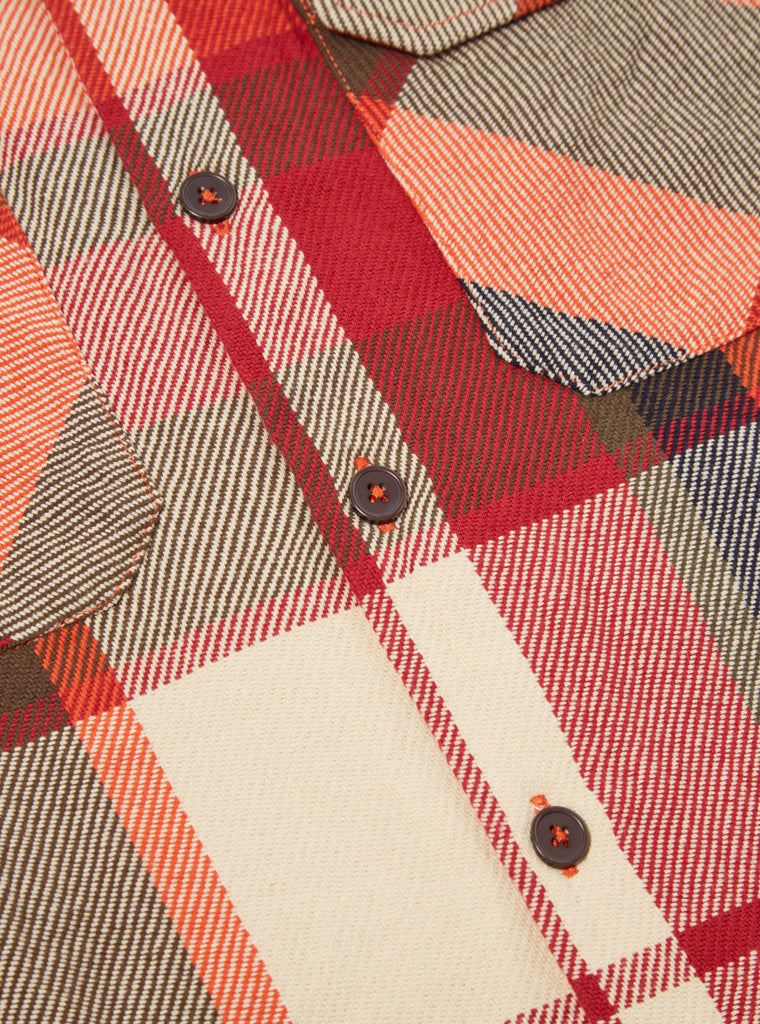Universal Works L/S Utility Shirt in Red Earth Check