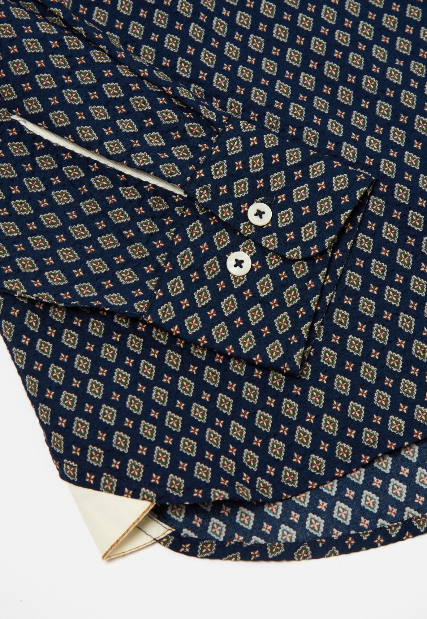 Universal Works Square Pocket Shirt in Navy Nippon Pyjama Print
