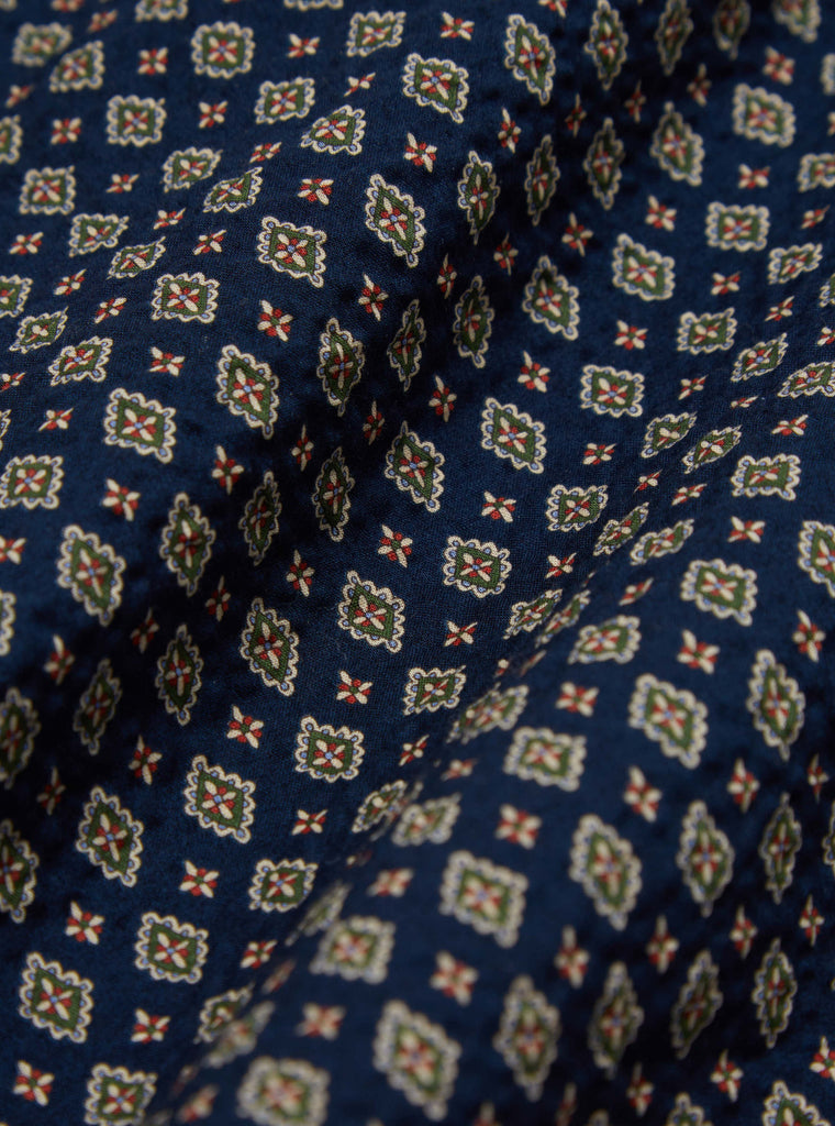 Universal Works Square Pocket Shirt in Navy Nippon Pyjama Print