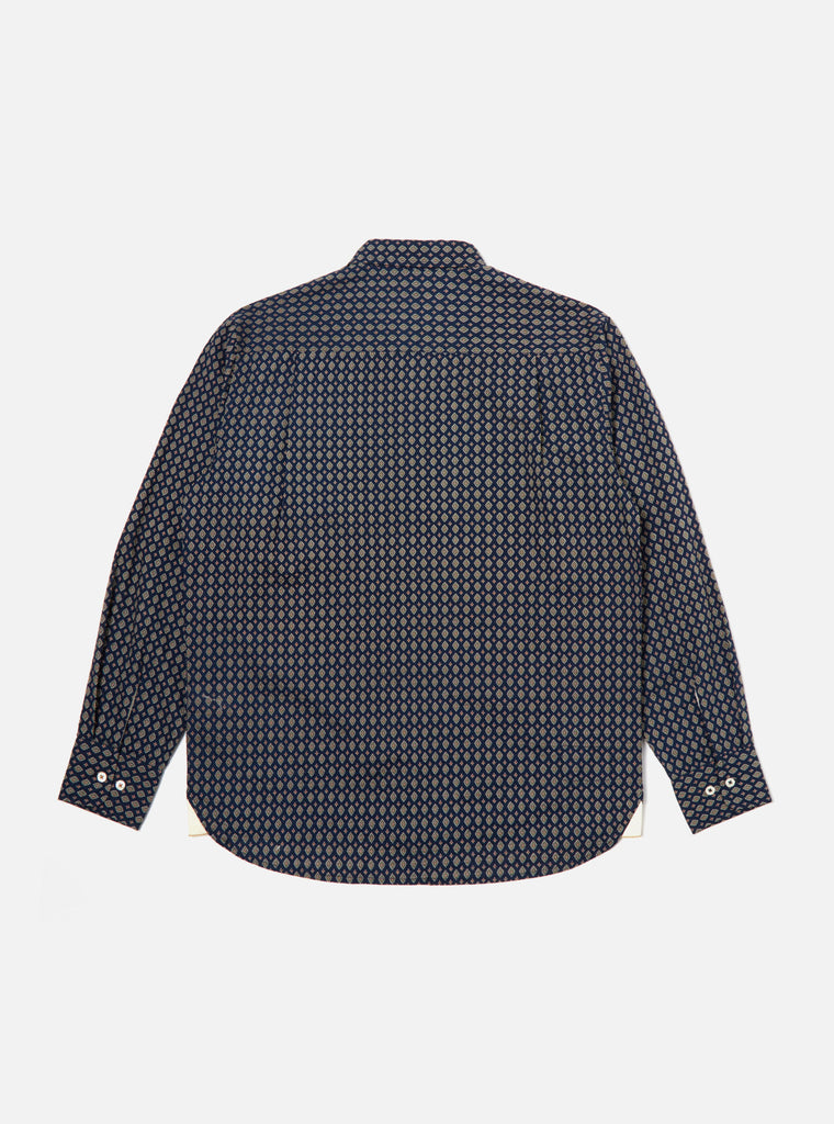 Universal Works Square Pocket Shirt in Navy Nippon Pyjama Print