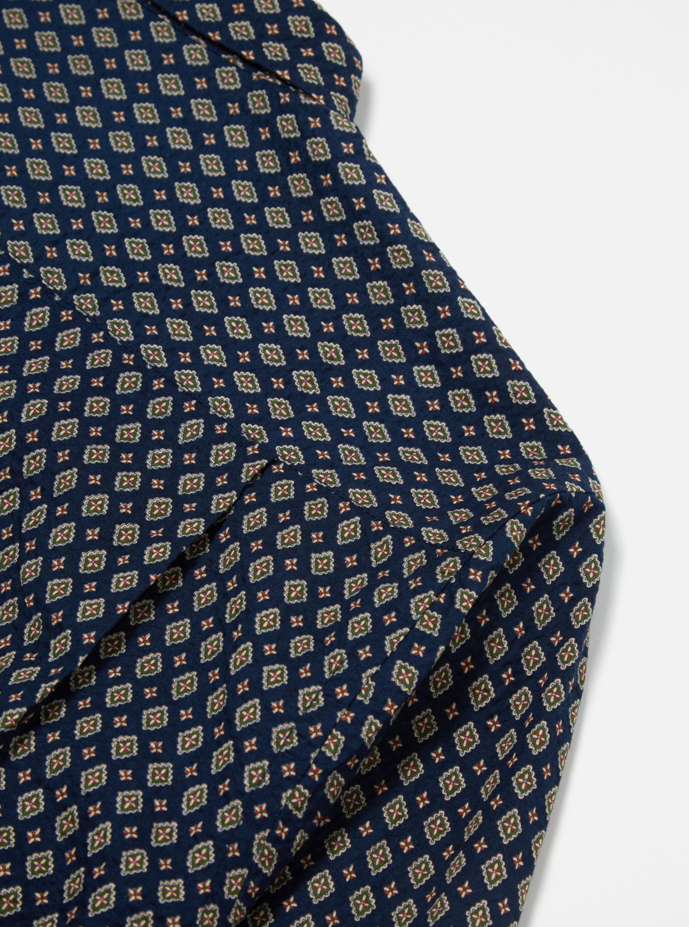 Universal Works Square Pocket Shirt in Navy Nippon Pyjama Print