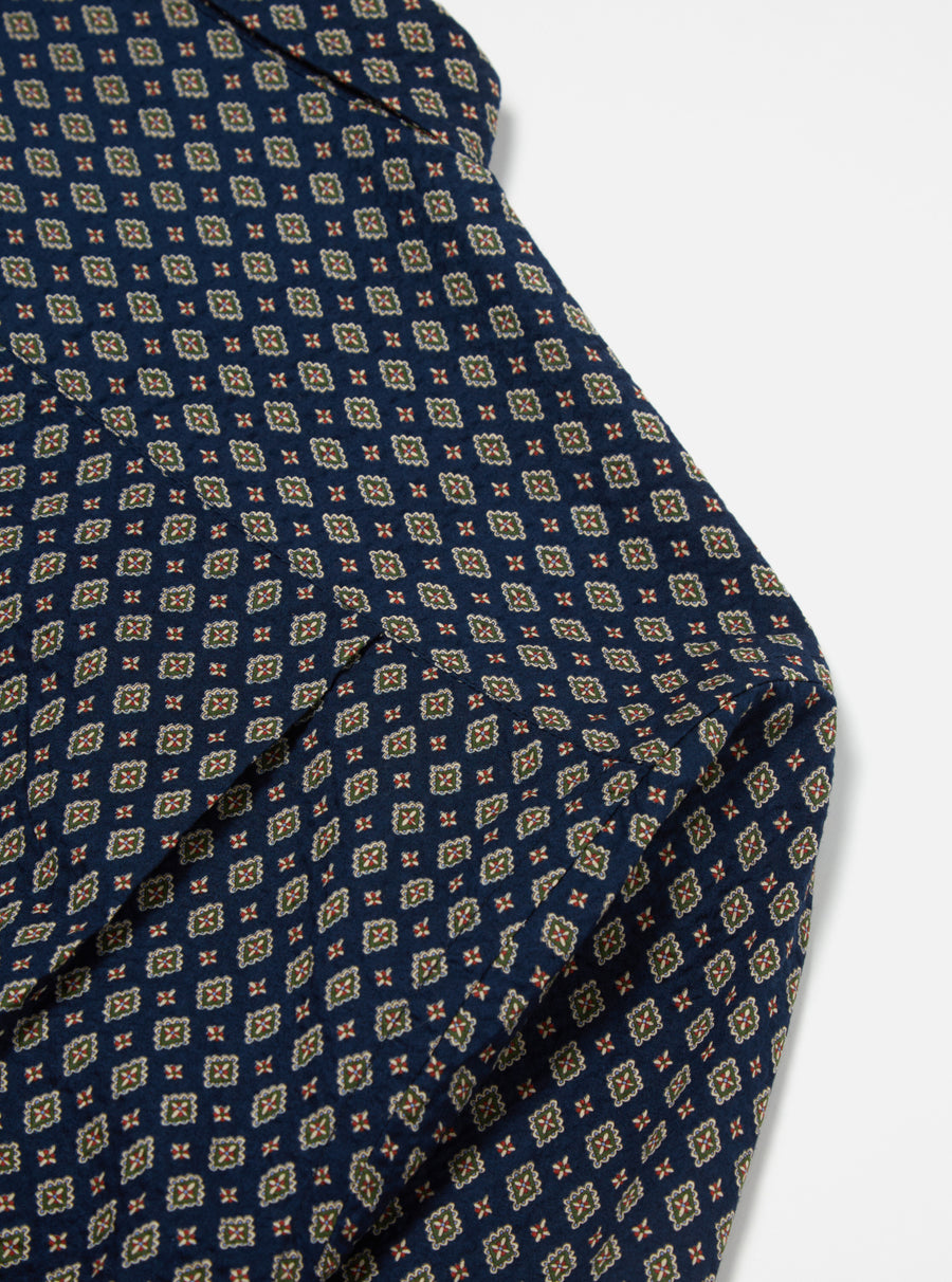 Universal Works Square Pocket Shirt in Navy Nippon Pyjama Print