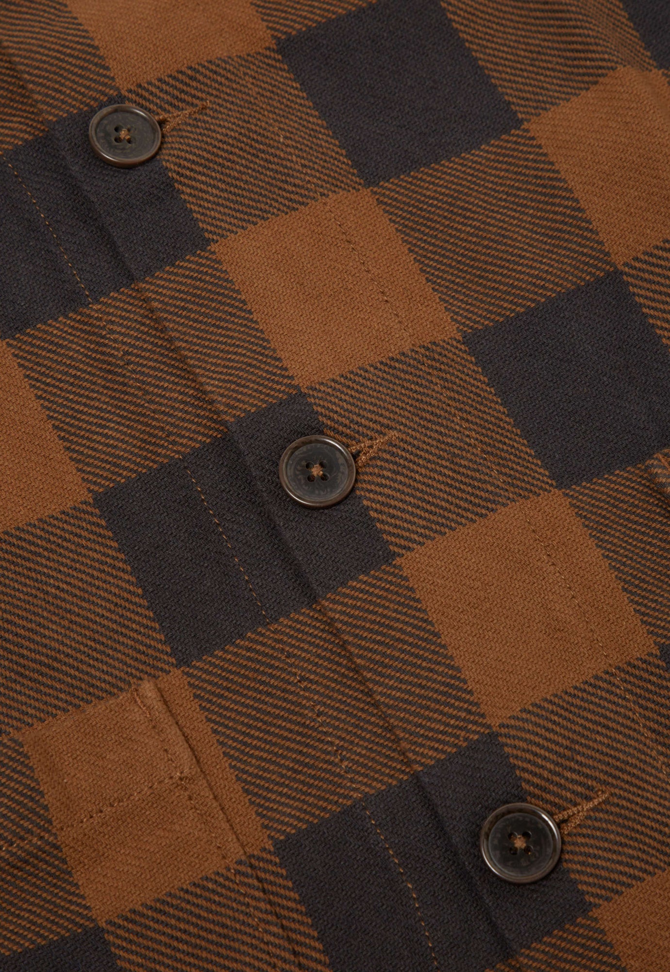 Universal Works Travail Shirt in Brown Winter Gingham