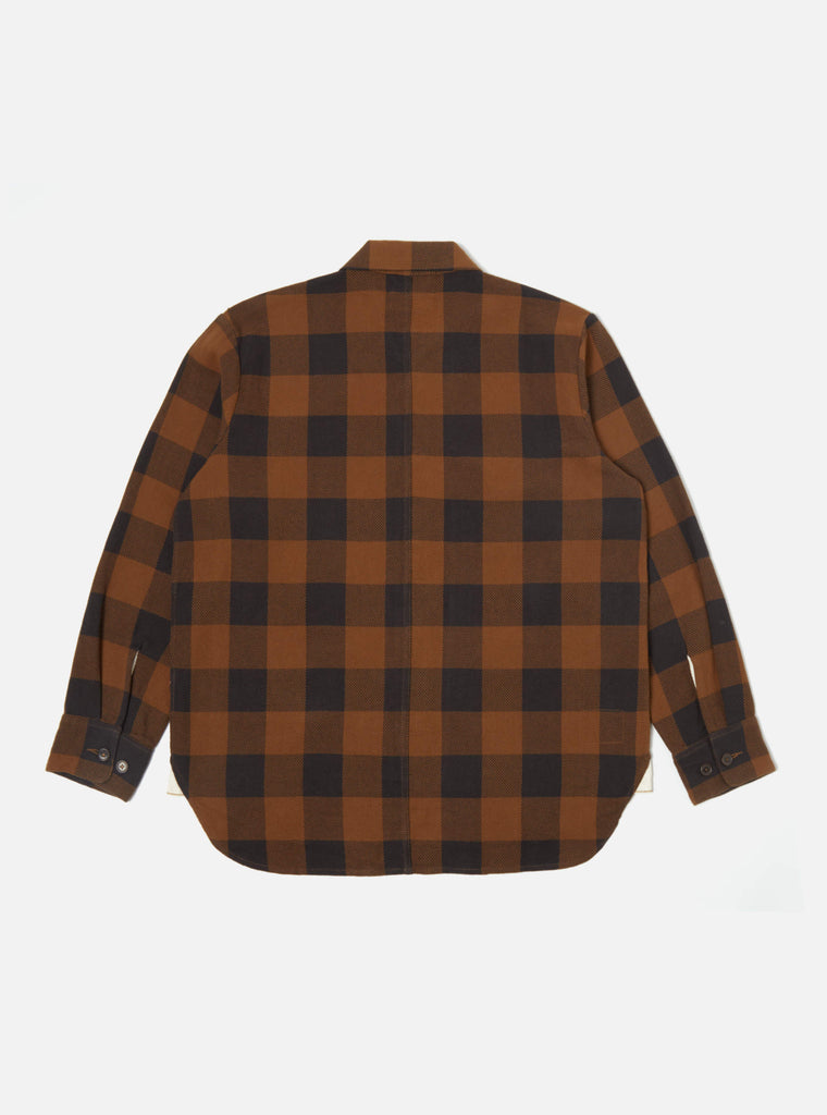Universal Works Travail Shirt in Brown Winter Gingham