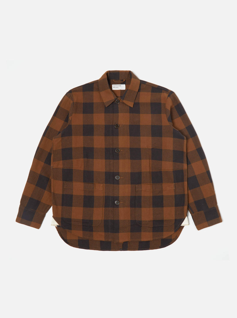 Universal Works Travail Shirt in Brown Winter Gingham