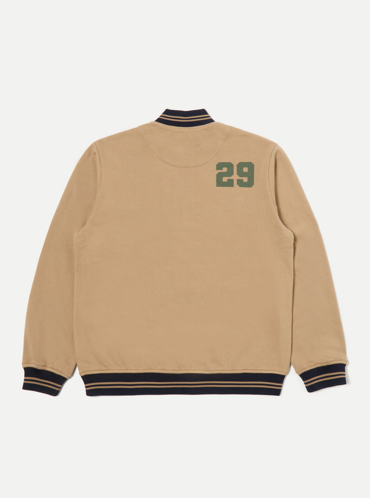 Universal Works Vale Half Zip in Sand Brushback Sweat PL&S