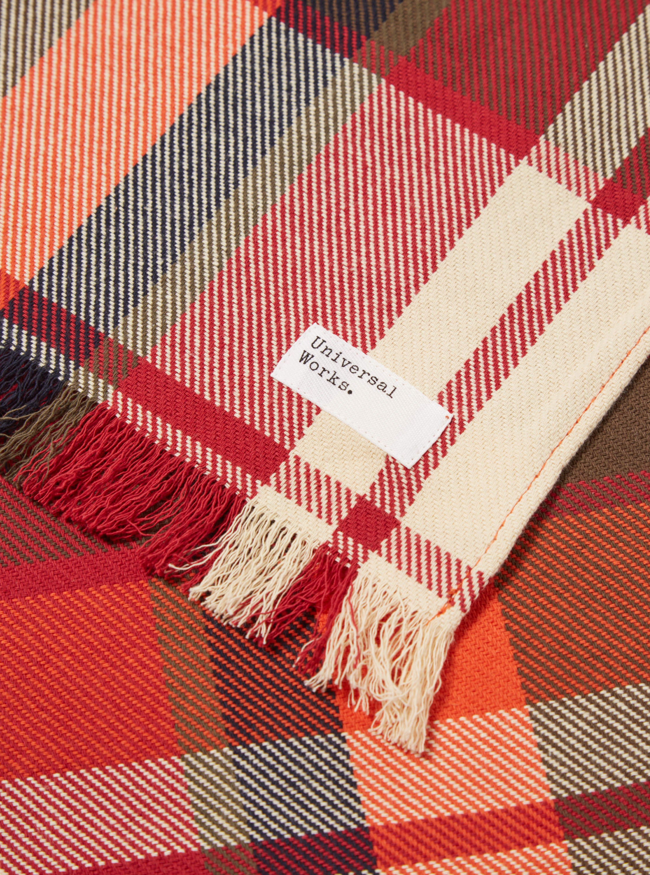 Universal Works Long Scarf in Red Earth Check