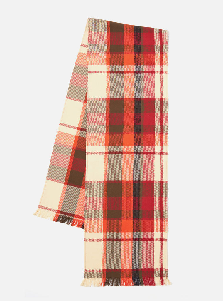 Universal Works Long Scarf in Red Earth Check