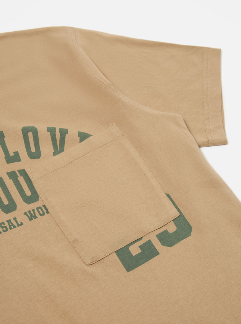 Universal Works Print Pocket Tee in Sand Single Jersey PL&S