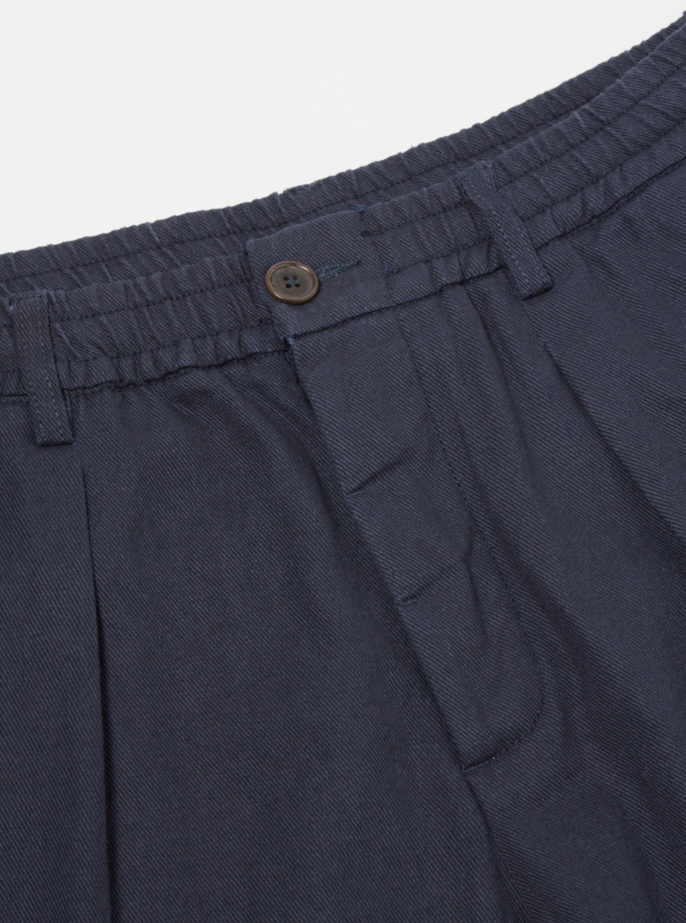 Universal Works Pleated Track Pant in Navy Winter Twill