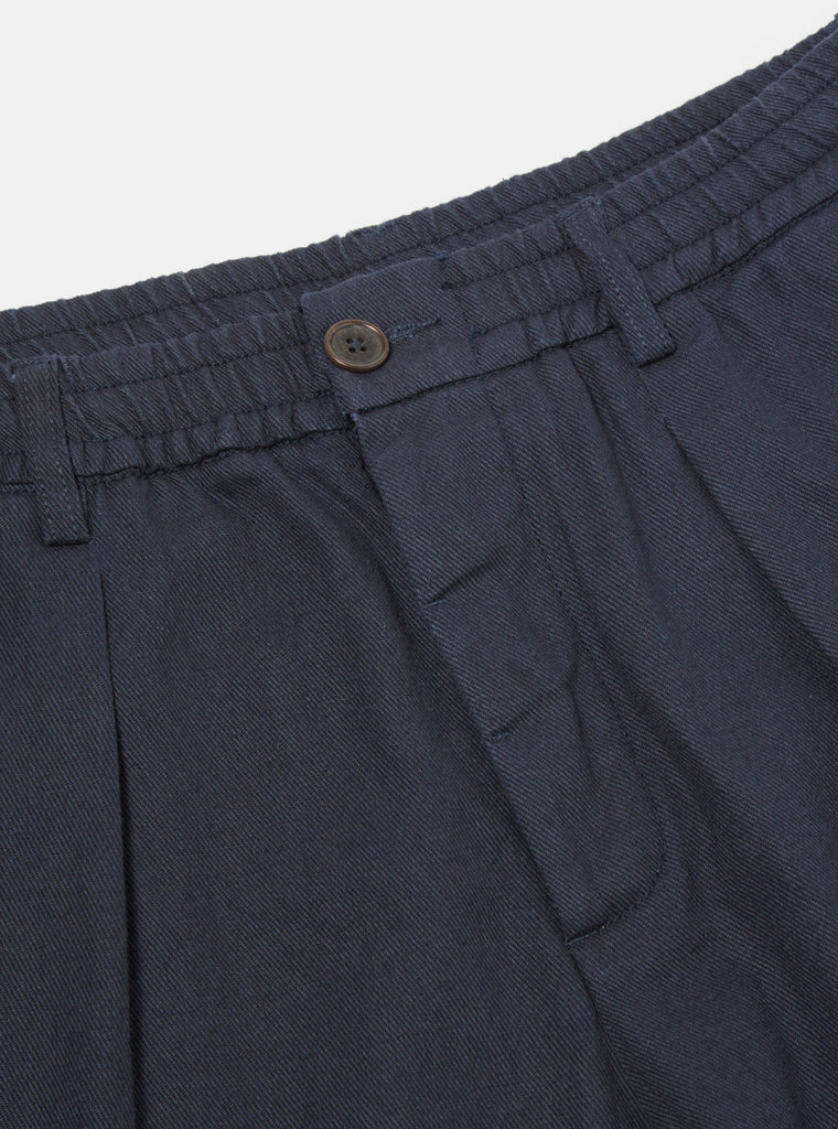 Universal Works Pleated Track Pant in Navy Winter Twill